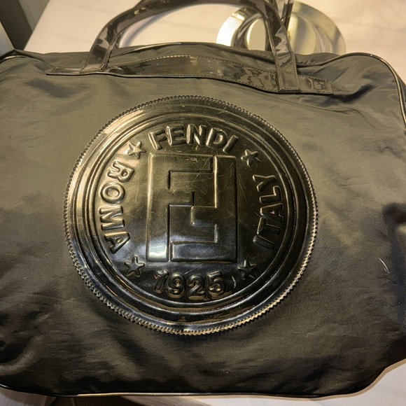 Fendi Patent-Trimmed Nylon Shoulder Bag GUC - Picture 5 of 13